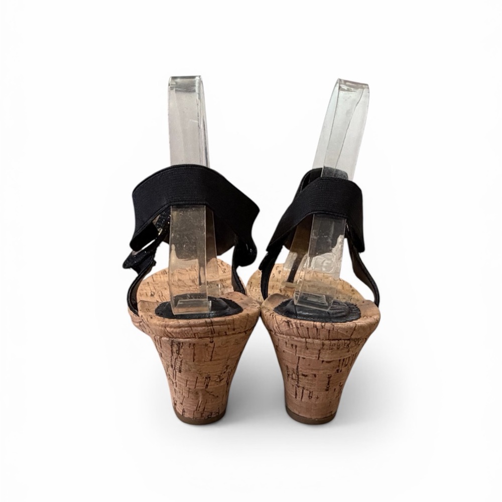 White Mountain All Good Black Cork Wedge Thong Sandals Size 11 - Picture 4 of 10